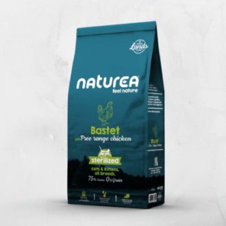   Naturea Bastet - Száraztáp Kölyök & Felnőtt & Sterilizált Macskáknak - Szabadtartású csirkehúsból 1,6 kg